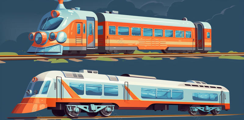 旧的和现代火车古董蒸汽铁路运输以及当代地铁火车头城市路通勤运输侧面视线在灰色背景中被孤立,插画/手绘图,插画/手绘图库,插画/手绘图下载,插画/手绘